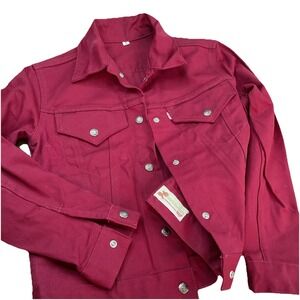 Vintage 70s Levis For‎ Gals Jacket Big-E Trucker Denim White Tab Women Sz S Rare